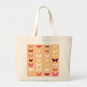 Butterflies, oranje, geel en koraal grote tote bag
