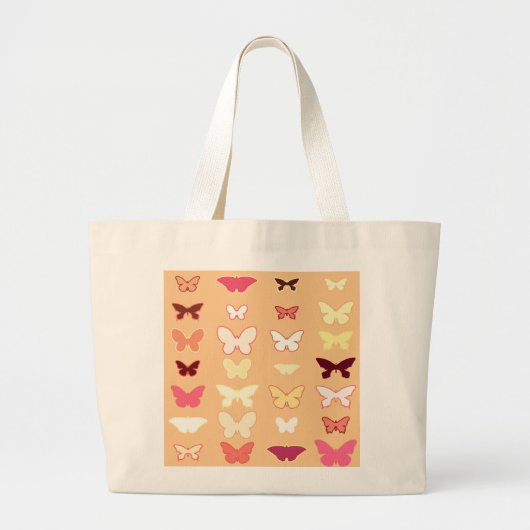 Butterflies, oranje, geel en koraal grote tote bag (Voorkant)