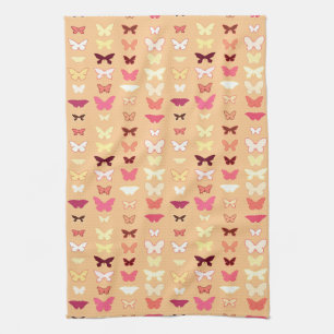 Butterflies, oranje, geel en koraal theedoek