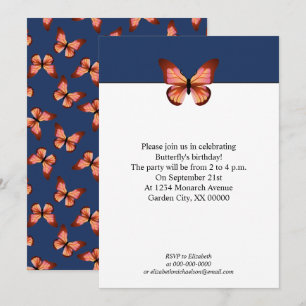 Butterflies Oranje roze Black Pattern Party Kaart