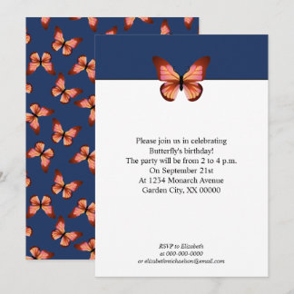 Butterflies Oranje roze Black Pattern Party Kaart