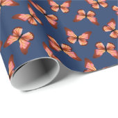Butterflies Oranje roze zwarte patroon Cadeaupapier (Rol Hoek)