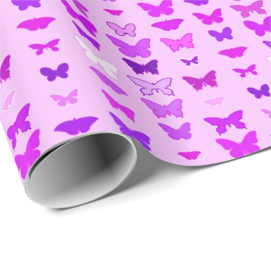 Butterflies, orchidee, violet en magenta cadeaupapier (Rol Hoek)