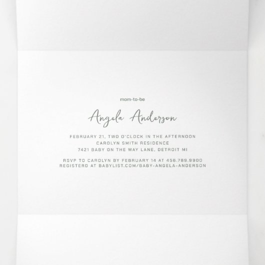 Butterflies over het hele Baby shower Drieluik Aankondiging (Binnenkant midden)