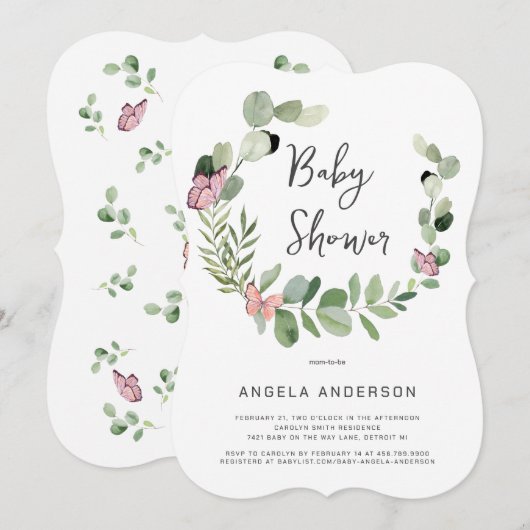 Butterflies over het hele Baby shower Kaart (Voorkant / Achterkant)