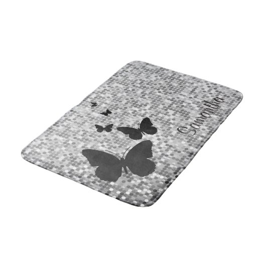 Butterflies over Tegels Design Bath Mat (Gekanteld)