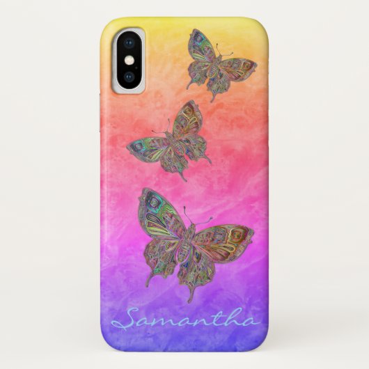 Butterflies paalregenboog *Personaliseren* Case-Mate iPhone Case (Achterkant)