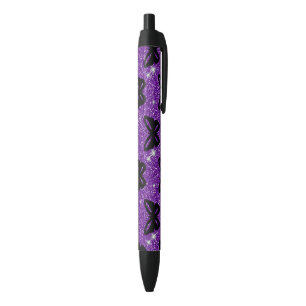 Butterflies Paars Glitter Fly Insect Animals Zwarte Inkt Pen