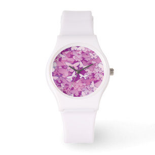 Butterflies, paars, lavender, roze horloge