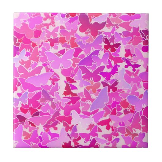 Butterflies, paars, lavender, roze tegeltje (Voorkant)