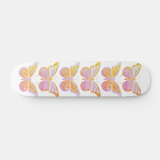 Butterflies Paarse goudsparkle Persoonlijk Skateboard (Horizontaal)