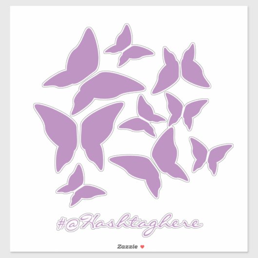 Butterflies Paarse witte Sticker (Vel)