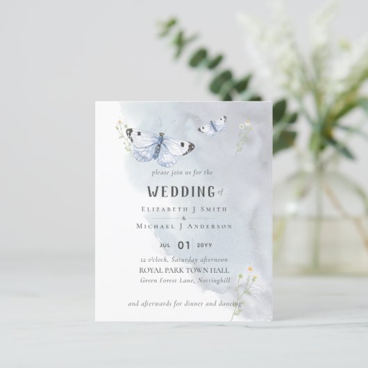 Butterflies Paradise Waterverf WEDDING Invitation (Staand voorkant)