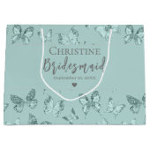 Butterflies Pastel Mint Green Glittery Luxe Groot Cadeauzakje (Voorkant)