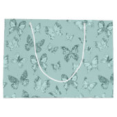 Butterflies Pastel Mint Green Glittery Luxe Groot Cadeauzakje (Achterkant)