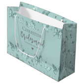 Butterflies Pastel Mint Green Glittery Luxe Groot Cadeauzakje (Voorkant Gekanteld)