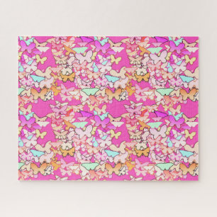 Butterflies, Pastels op Fuchsia Pink Legpuzzel