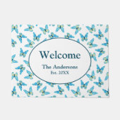 Butterflies Patroon Aangepaste kleuren Grafisch Deurmat (Voorkant)