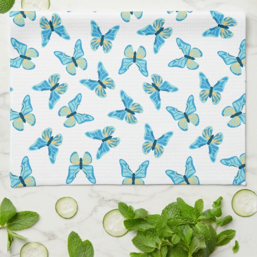Butterflies Patroon Aangepaste kleuren Grafisch Theedoek (Gevouwen)