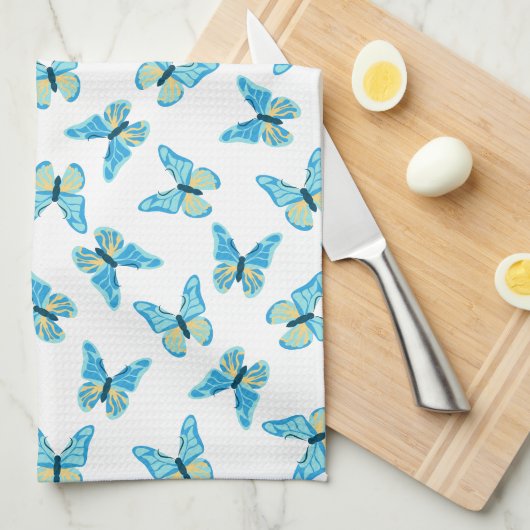 Butterflies Patroon Aangepaste kleuren Grafisch Theedoek (Quarter Fold)