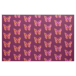 Butterflies Patroon op wijnrood Stof