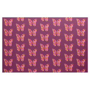 Butterflies Patroon op wijnrood Stof