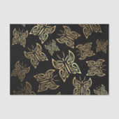 Butterflies Pattern Gold Black Tissuepapier (Voorkant)