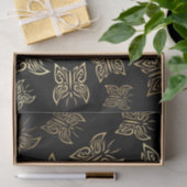 Butterflies Pattern Gold Black Tissuepapier (Geschenk)