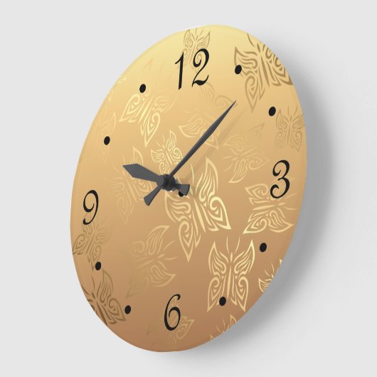 Butterflies Pattern Gold Numbers Grote Klok (Hoek)
