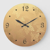 Butterflies Pattern Gold Numbers Grote Klok (Voorkant)