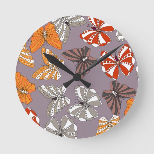 Butterflies Pattern Ronde Klok (Voorkant)