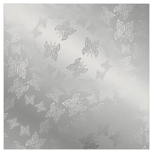 Butterflies Pattern Silver Stof (Swatch)