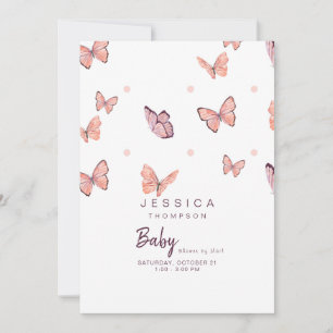 Butterflies Peach & White Baby shower by Mail Kaart
