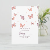 Butterflies Peach & White Baby shower by Mail Kaart (Staand voorkant)