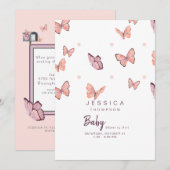 Butterflies Peach & White Baby shower by Mail Kaart (Voorkant / Achterkant)