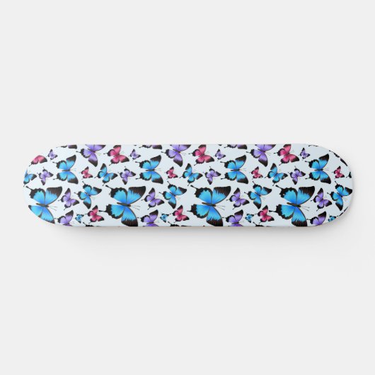 Butterflies Pink Blauwgroen Girly Whimsical Persoonlijk Skateboard (Horizontaal)