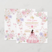 Butterflies Pink Purple Quinceañera 15 Anos Kaart (Voorkant / Achterkant)