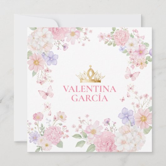 Butterflies Pink Purple Quinceañera 15 Anos Kaart (Achterkant)