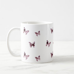 Butterflies Pink Satin Flying Animal Feminine Koffiemok