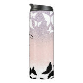 Butterflies Pink Sparkles Monogramme Name Thermosbeker (Geroteerd rechts)