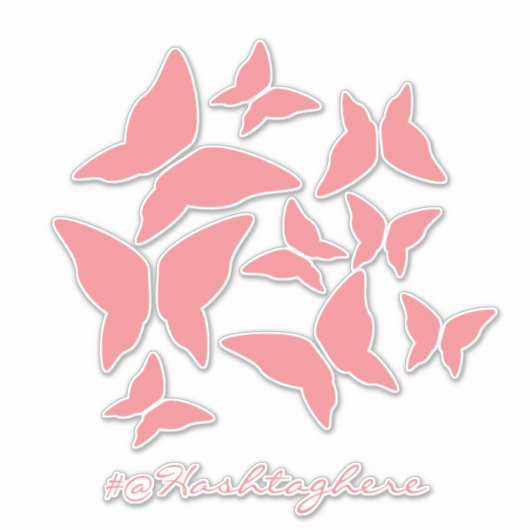 Butterflies Pink White Car Sticker (Voorkant)