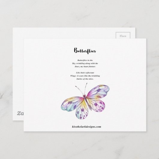 Butterflies Poem Briefkaart (Voorkant / Achterkant)