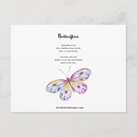 Butterflies Poem Briefkaart (Voorkant)