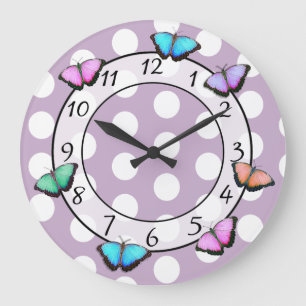 Butterflies Polka Dot Whimsical-klok Grote Klok