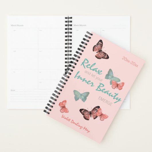  Butterflies & Positivity Quote - Coral Blauwgroen Planner (Display)