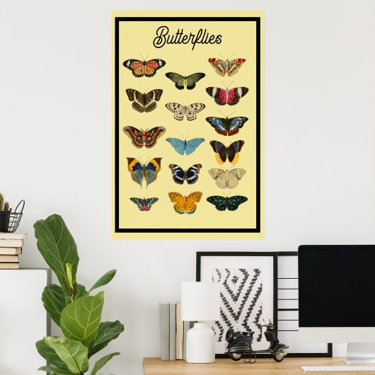  Butterflies Poster (Thuiskantoor)