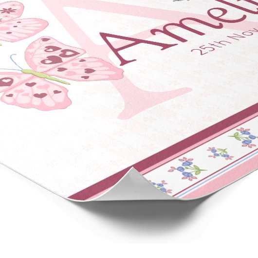 Butterflies Poster gepersonaliseerde naam (Hoek)