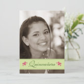 Butterflies Quinceanera Invitation (sage) Kaart (Staand voorkant)