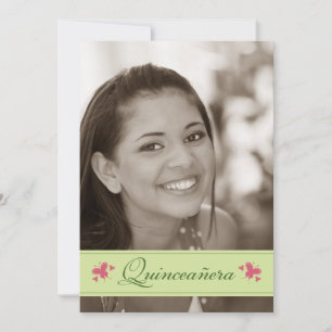 Butterflies Quinceanera Invitation (sage) Kaart