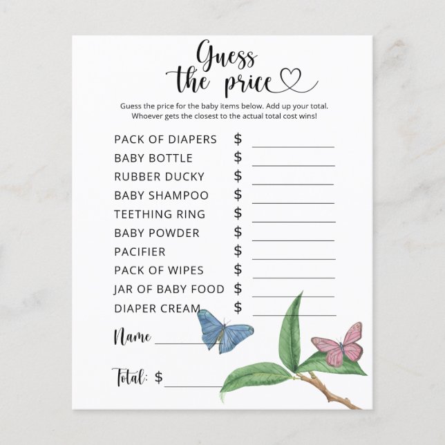 Butterflies - Raad eens de prijs! Game